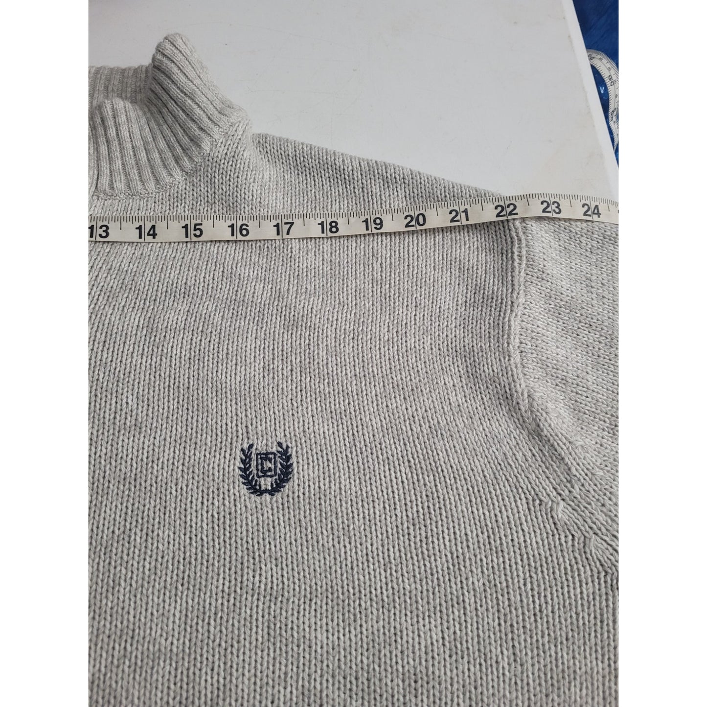 Vtg Chaps Ralph Lauren Henley Sweater Elbow Patches