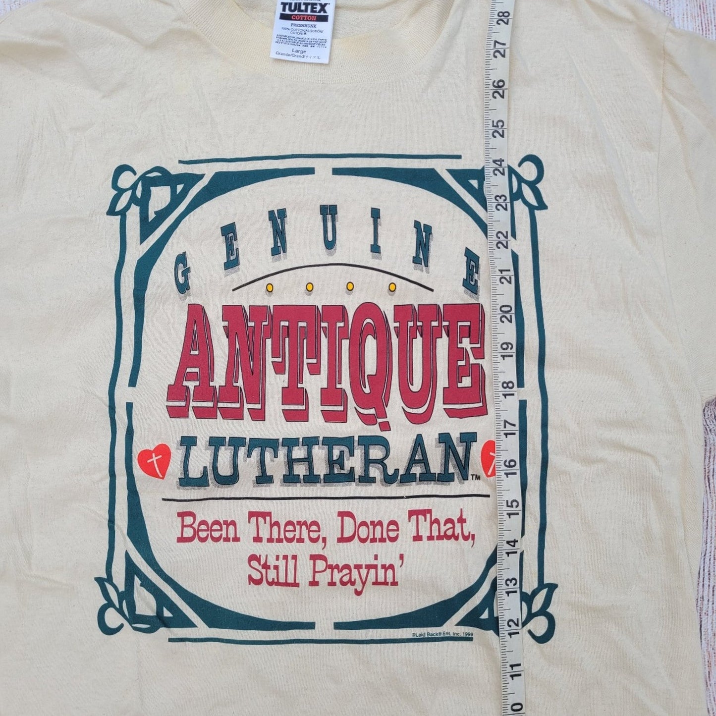 Vintage Genuine Antique Lutheran Person tee shirt