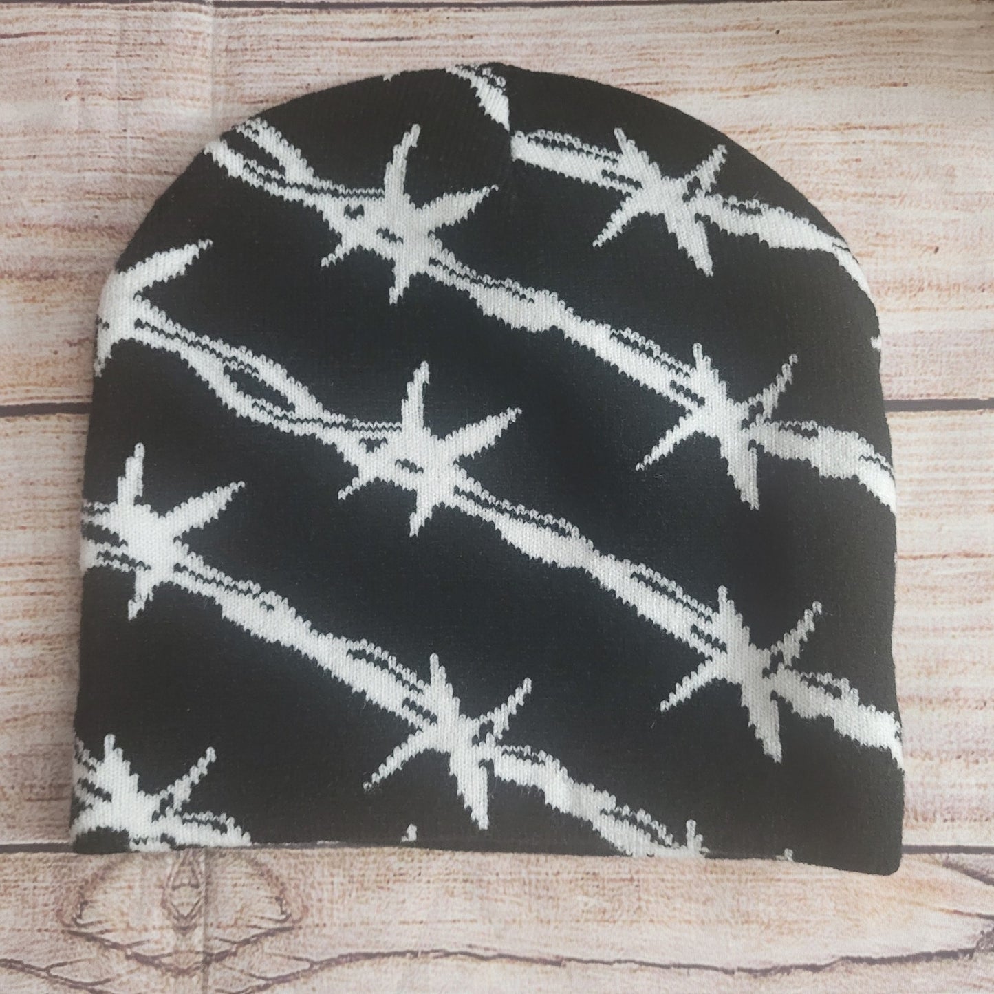 Barbed Wire Y2k graphic Knit Beanie