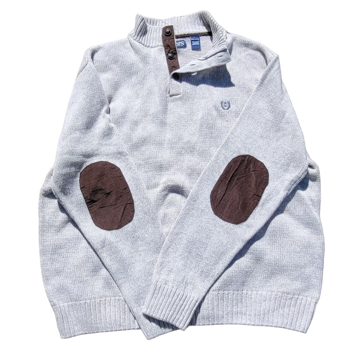 Vtg Chaps Ralph Lauren Henley Sweater Elbow Patches
