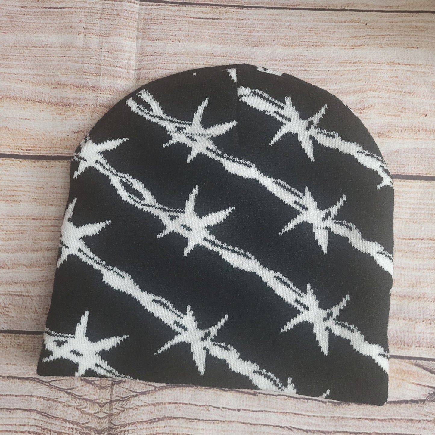 Barbed Wire Y2k graphic Knit Beanie