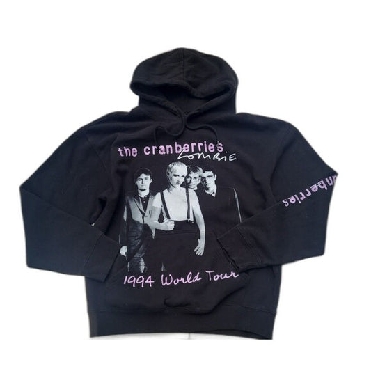 Black Cranberries 1994 tour hoodie with vintage band photo and purple text design
