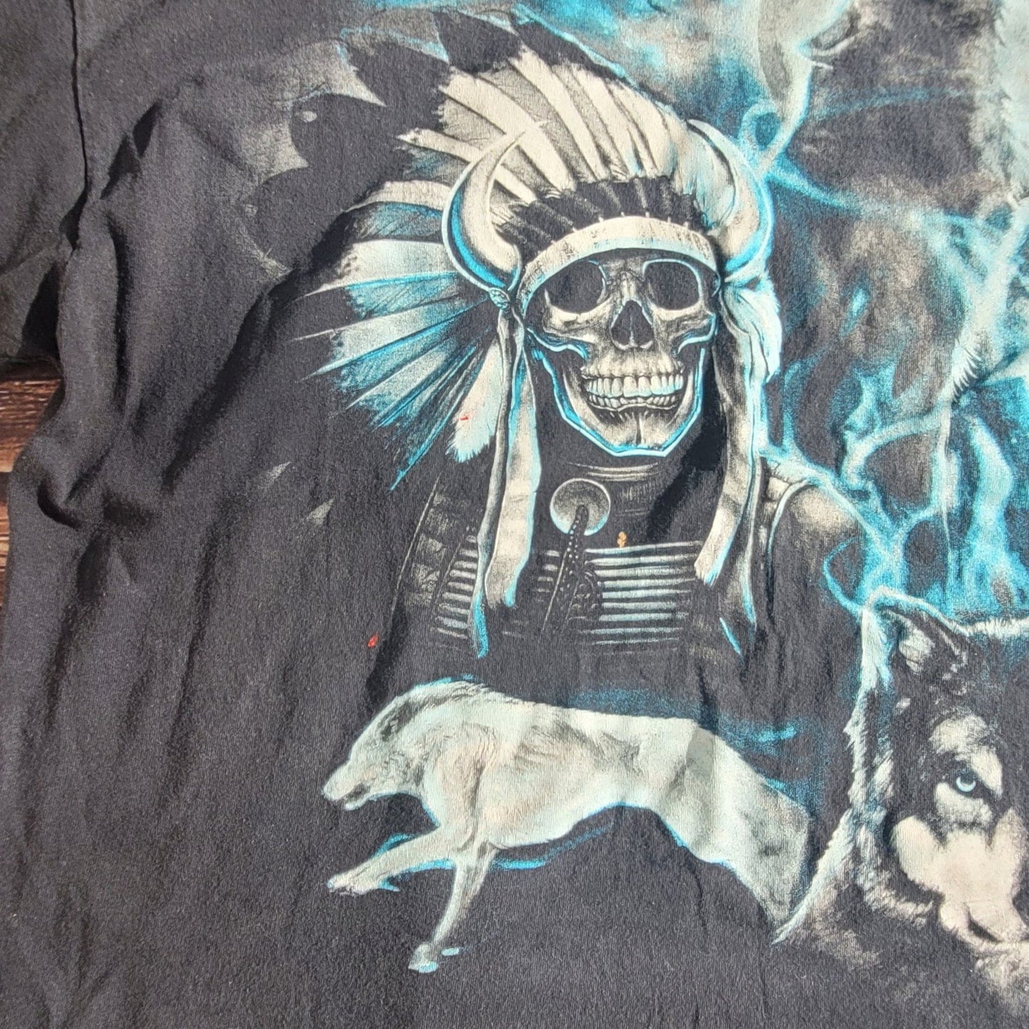 Vtg Nature Wolf Moon Native American Tee shirt