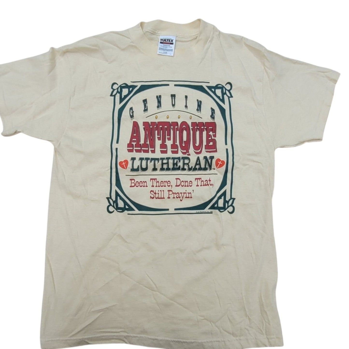 Vintage Genuine Antique Lutheran Person tee shirt