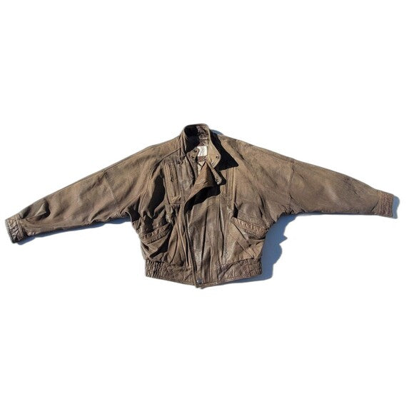 Vintage Nordstrom Brown Leather Bomber Jacket