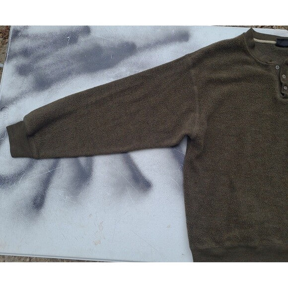 Vtg Harley Davidson Henley Sweatshirt Olive Green