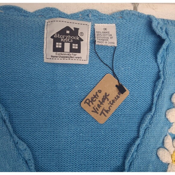 Vtg Storybook Knits Floral Cardigan Sweater