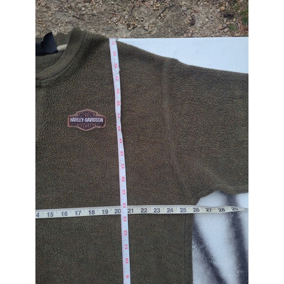 Vtg Harley Davidson Henley Sweatshirt Olive Green