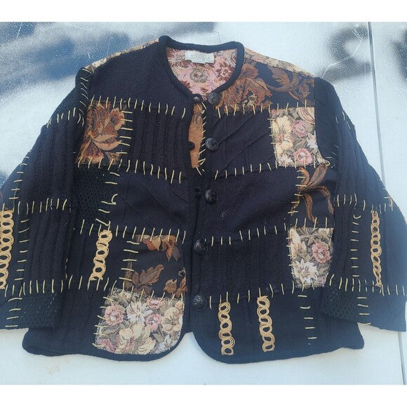 Vintage Tapestry Cardigan Sweater By Sandy Starkman Shacket