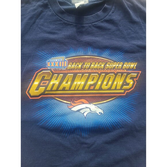 Vtg Denver Broncos Back to Back Champion Superbowl XXXIII tee