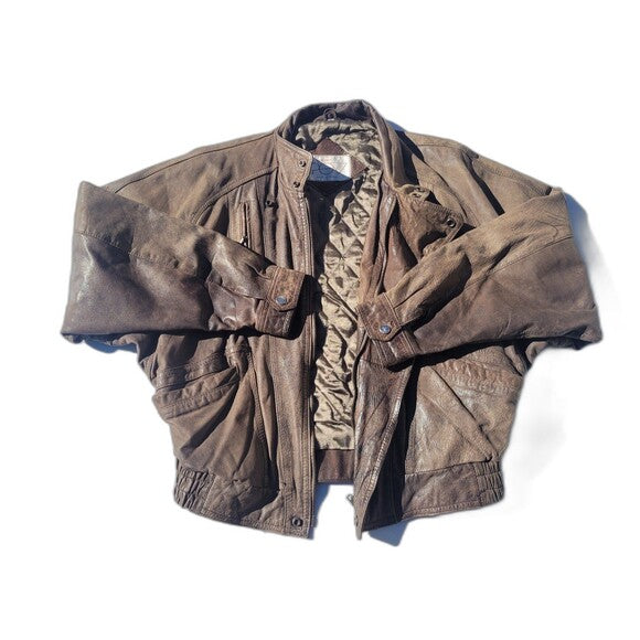 Vintage Nordstrom Brown Leather Bomber Jacket