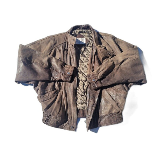 Vintage Nordstrom Brown Leather Bomber Jacket