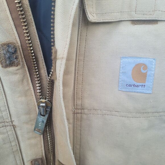 Vtg Carhartt Artic Quilt lined Canvas Jacket w/ Corduroy Collar