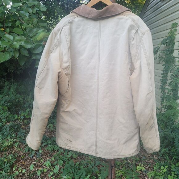 Vtg Carhartt Artic Quilt lined Canvas Jacket w/ Corduroy Collar