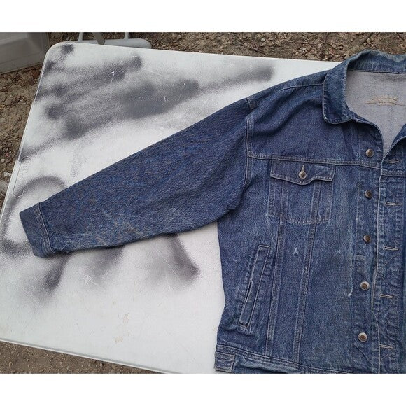 Vintage Rocawear Denim Trucker Jacket 90s Leather Patch