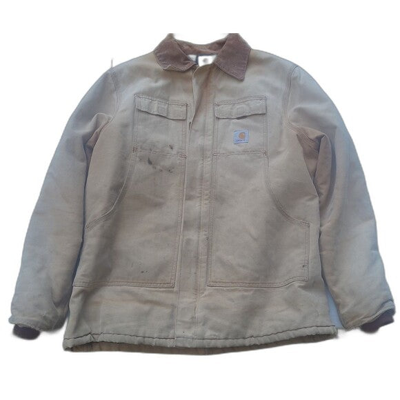 Vtg Carhartt Artic Quilt lined Canvas Jacket w/ Corduroy Collar