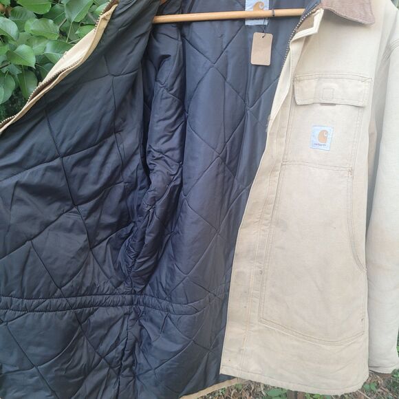 Vtg Carhartt Artic Quilt lined Canvas Jacket w/ Corduroy Collar