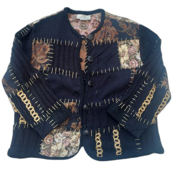 Vintage Tapestry Cardigan Sweater By Sandy Starkman Shacket