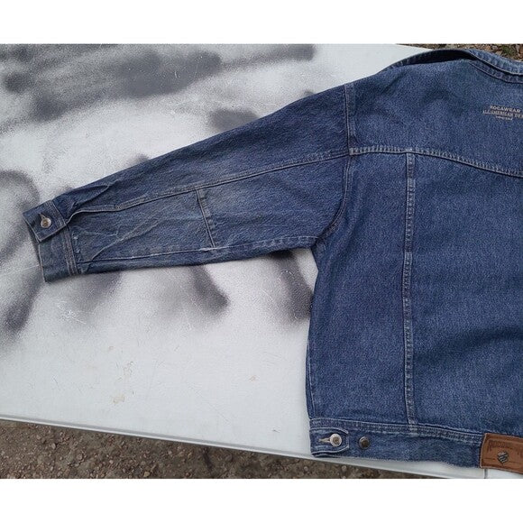 Vintage Rocawear Denim Trucker Jacket 90s Leather Patch
