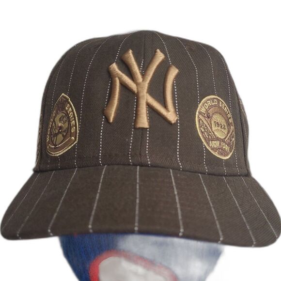 Vintage New Era New York Yankees Wool AOP Patches Fitted Hat 7 1/4
