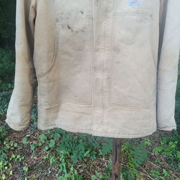 Vtg Carhartt Artic Quilt lined Canvas Jacket w/ Corduroy Collar