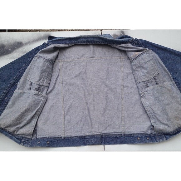 Vintage Rocawear Denim Trucker Jacket 90s Leather Patch
