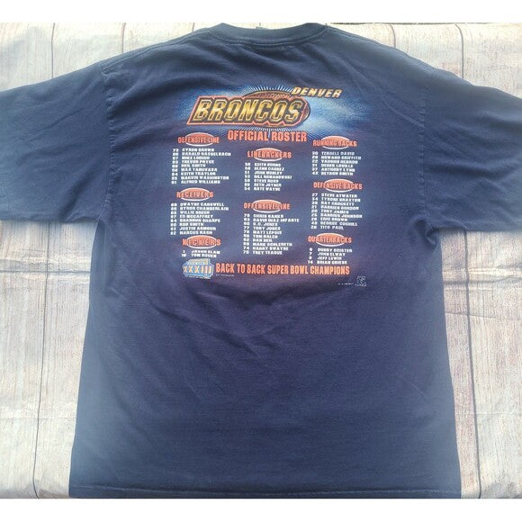 Vtg Denver Broncos Back to Back Champion Superbowl XXXIII tee