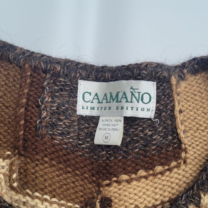 Vtg Alpaca Wool Hand Knit Cardigan by Caamano Limited Edition