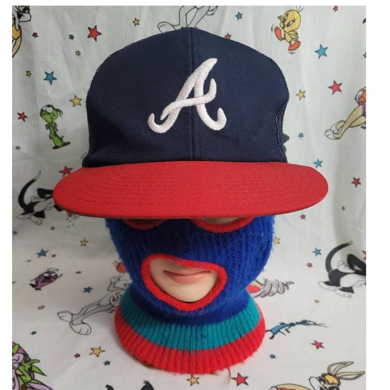 Vtg Atlanta Braves trucker hat twins 80s 90s snapback