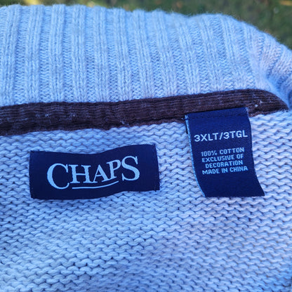 Vtg Chaps Ralph Lauren  Henley Sweater Elbow Patches