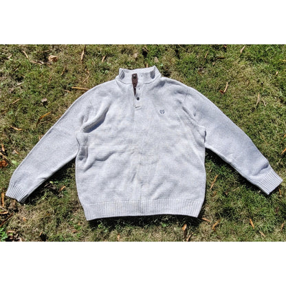 Vtg Chaps Ralph Lauren  Henley Sweater Elbow Patches