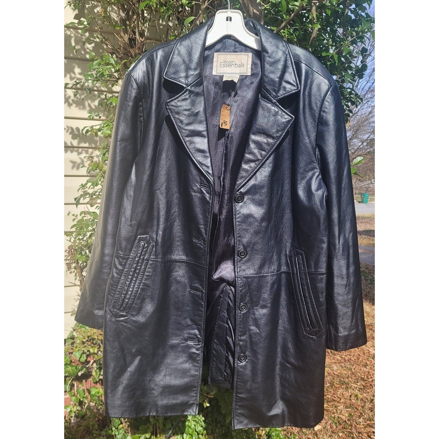 Vtg Leather Trench Coat Y2k Matrix jacket