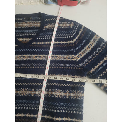 Vtg Brooks Brothers Fair Isle V Neck Wool sweater