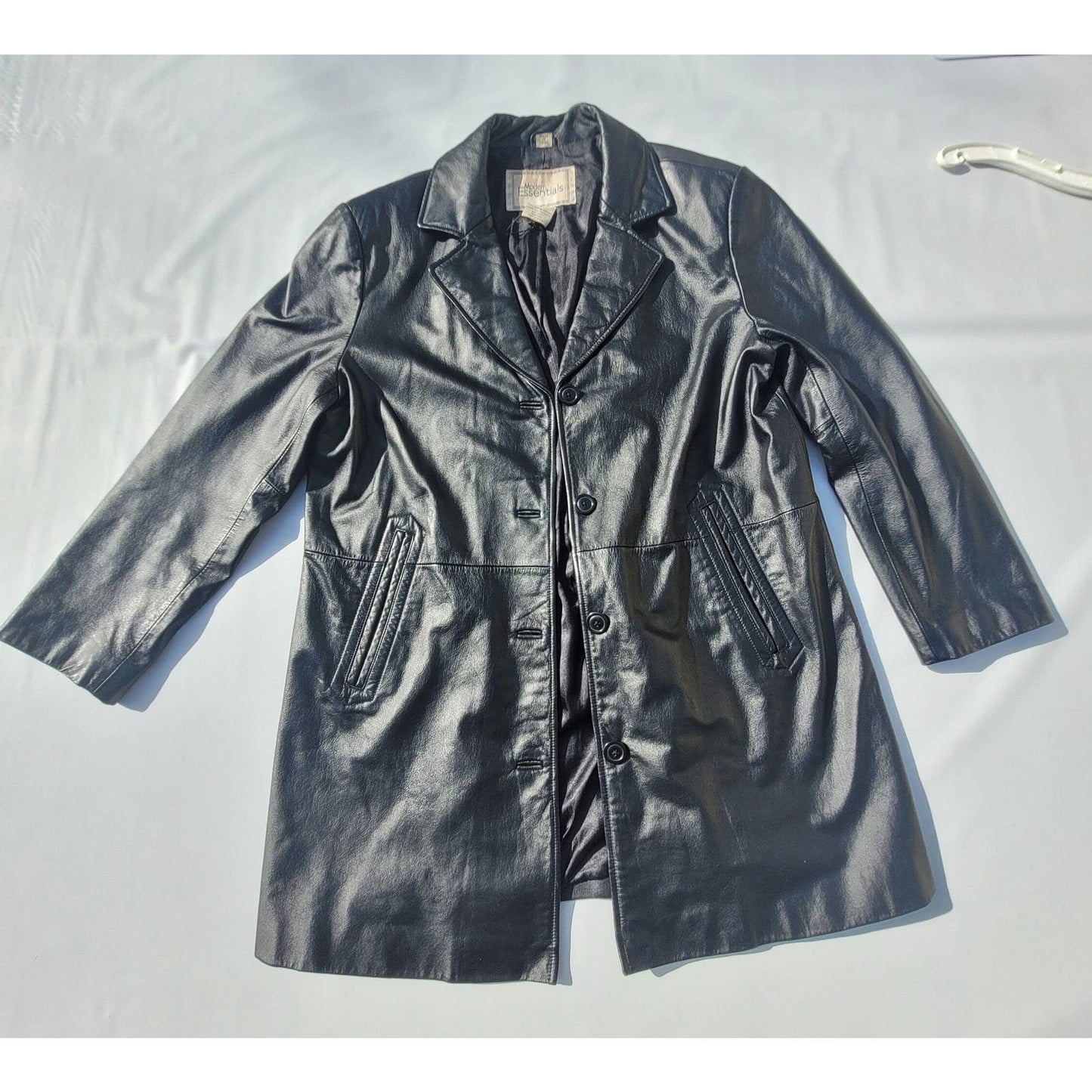 Vtg Leather Trench Coat Y2k Matrix jacket