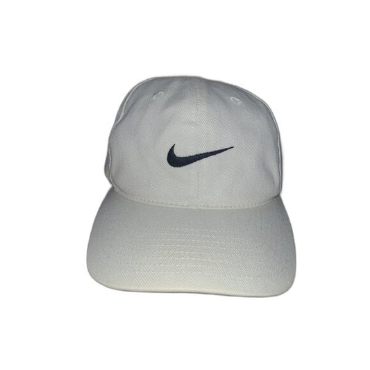 White Nike cap with black swoosh logo vintage style white tag Nike cap 90s