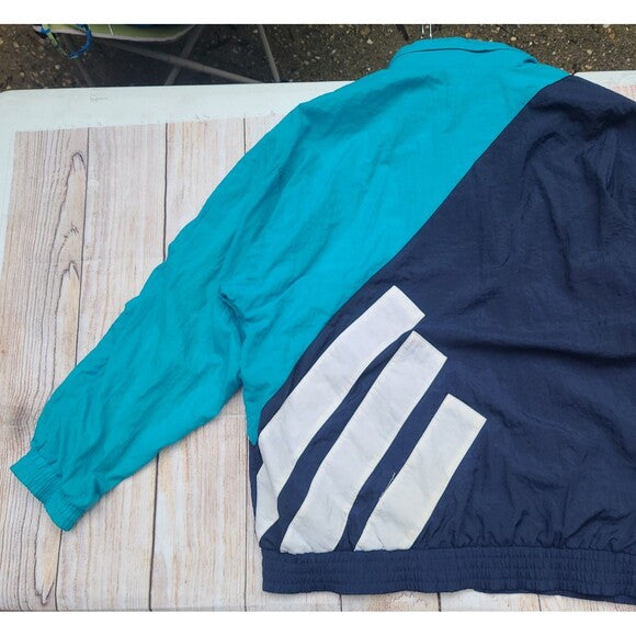 Vtg Adidas Windbreaker Jacket Aqua Colorblock
