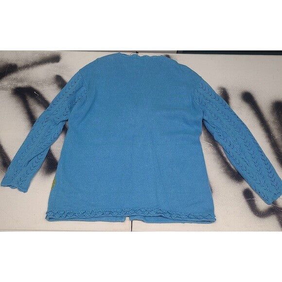 Vtg Storybook Knits Floral Cardigan Sweater