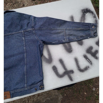 Vintage Rocawear Denim Trucker Jacket 90s Leather Patch