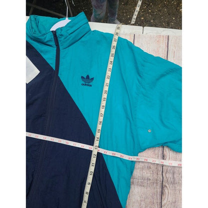 Vtg Adidas Windbreaker Jacket Aqua Colorblock