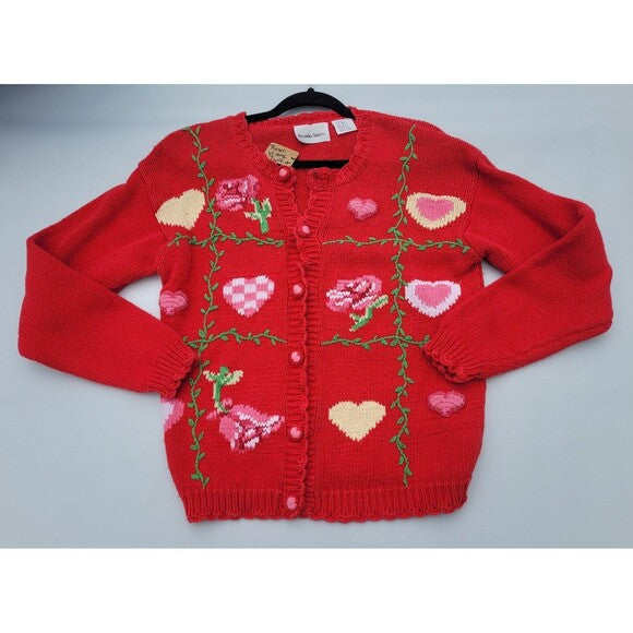 Vintage Hearts Cardigan sweater Valentines Day