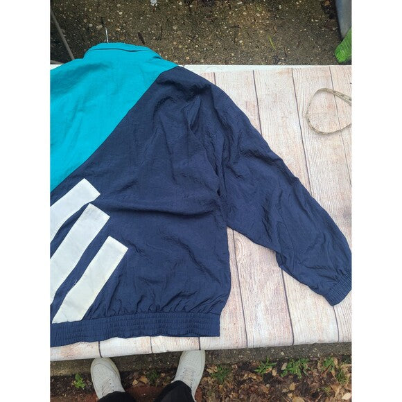 Vtg Adidas Windbreaker Jacket Aqua Colorblock