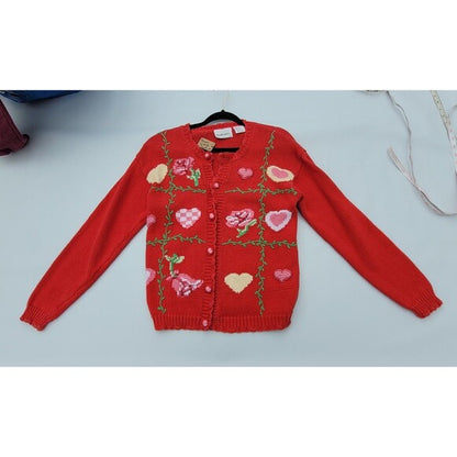 Vintage Hearts Cardigan sweater Valentines Day