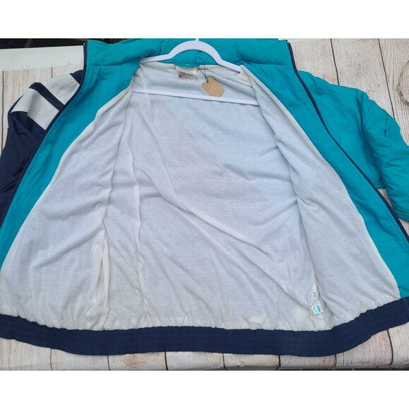 Vtg Adidas Windbreaker Jacket Aqua Colorblock