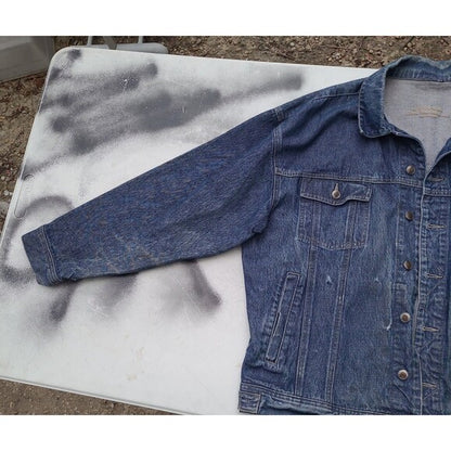 Vintage Rocawear Denim Trucker Jacket 90s Leather Patch