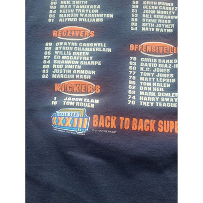 Vtg Denver Broncos Back to Back Champion Superbowl XXXIII  tee