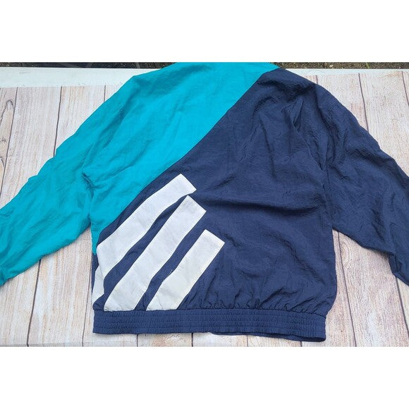 Vtg Adidas Windbreaker Jacket Aqua Colorblock