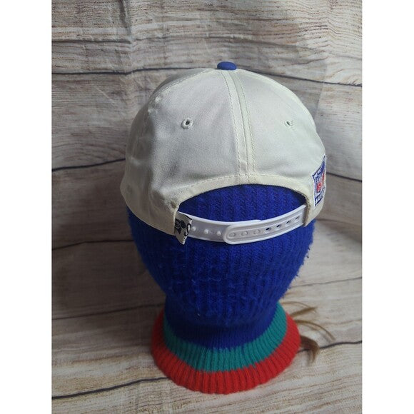 Back view of vintage Sports Specialties Lions hat with white adjustable snapback strap