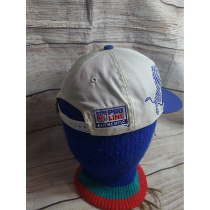 RetroVintage Thrift vintage Sports Specialties Lions hat in white and blue with NFL Pro Line patch