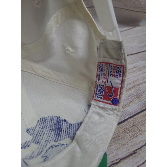 Inside view of vintage Sports Specialties Lions hat showing size and brand label