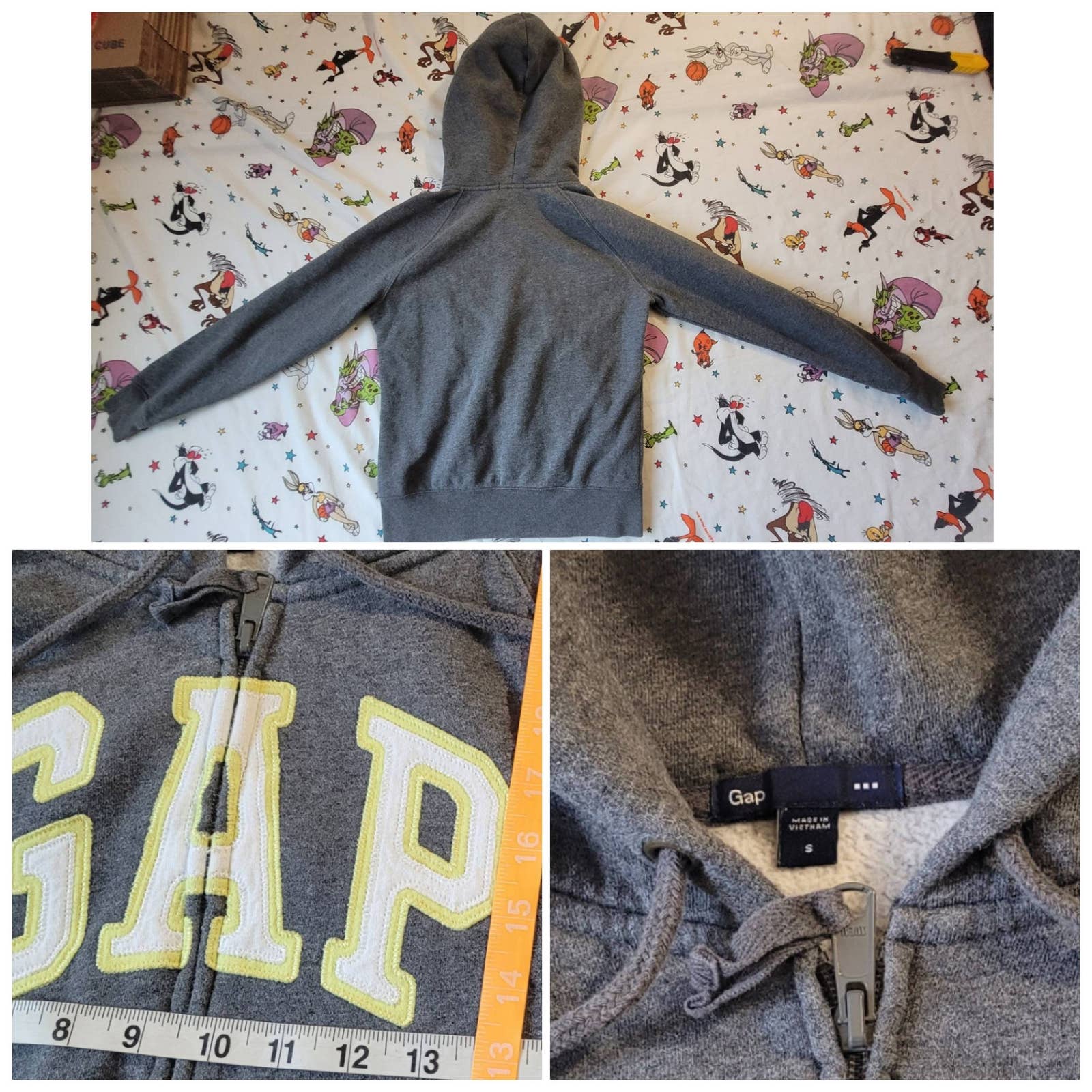 Vtg Gap Hoodie sz small Full Zip Y2k Black Owned Thrift